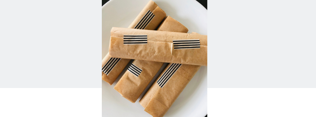 Homemade granola bars <br>in eco-friendly packaging