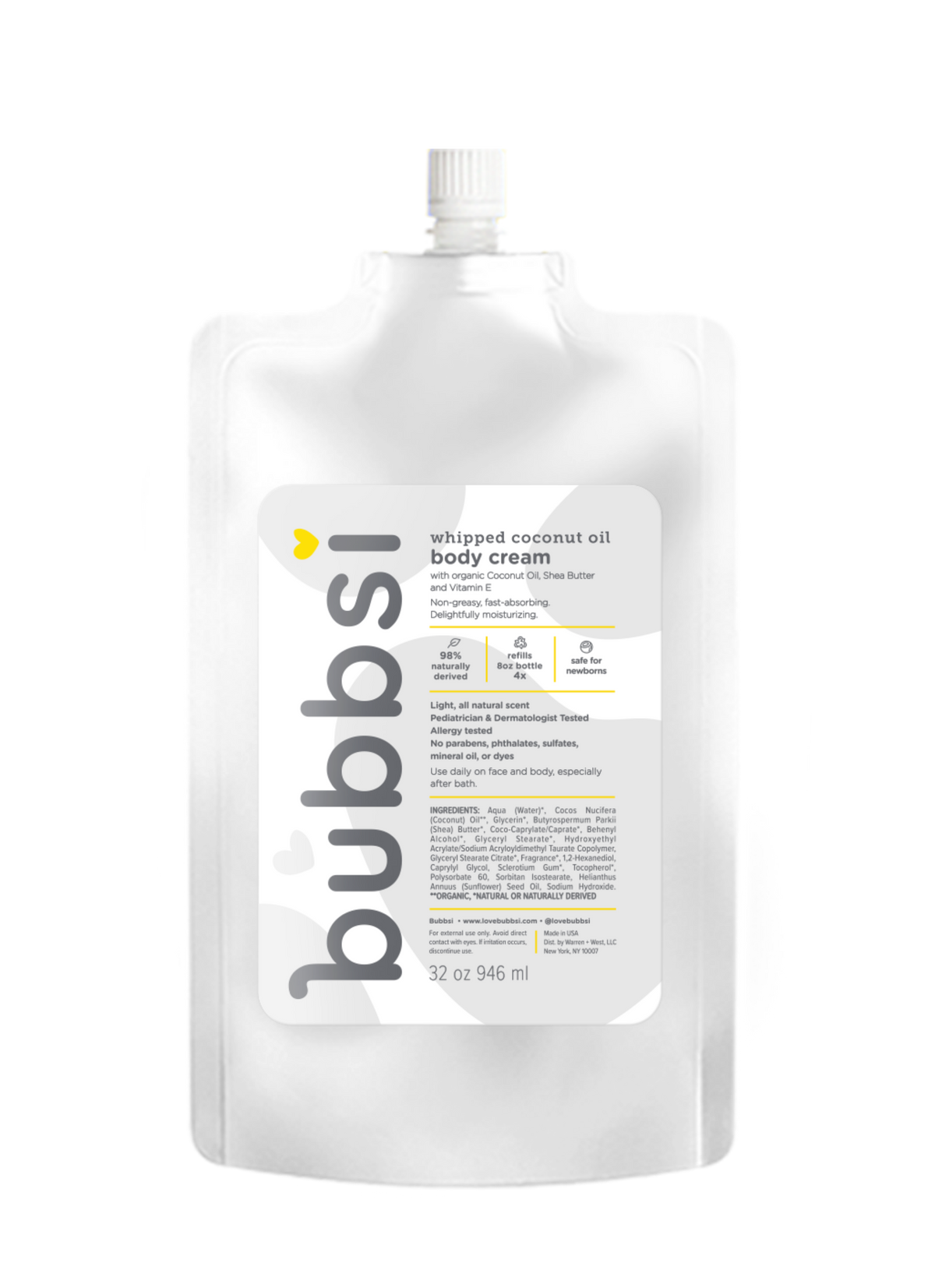 Bubbsi Whipped Coconut Oil Body Cream Refill Size