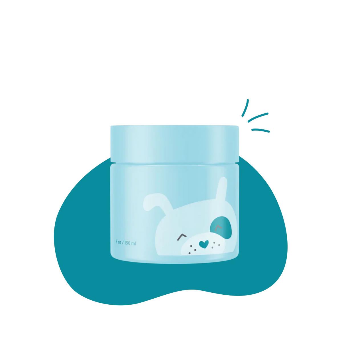 Blue Bubbsi multipurpose long lasting Oil Balm jar with character on a transparent background