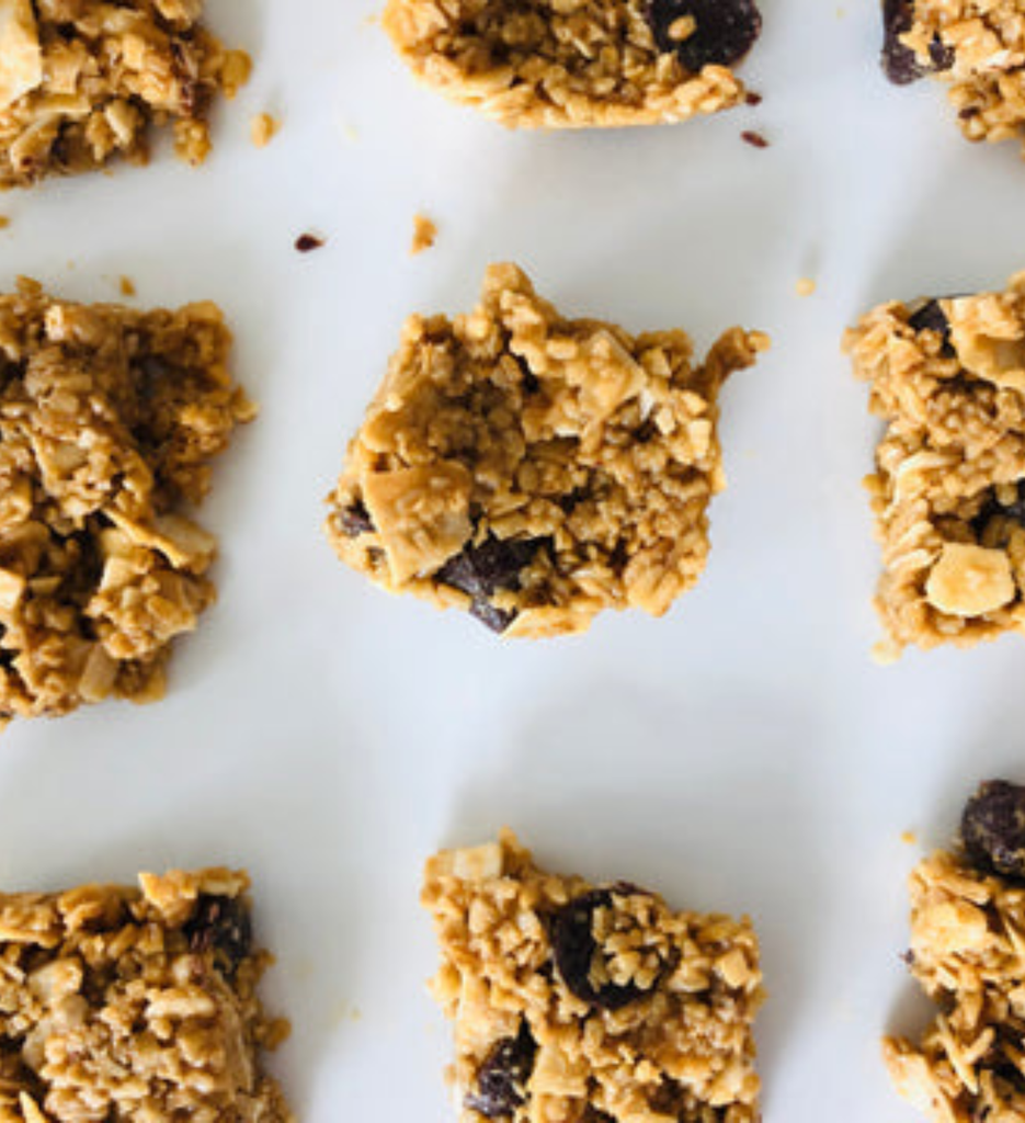 Homemade granola bars in eco-friendly packaging