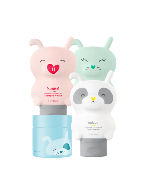 dry skin & scalp starter set Bubbsi body cream + oil balm + shampoo wash + hair conditioner