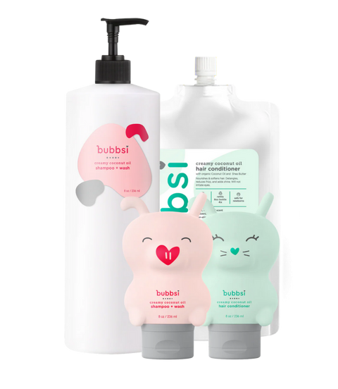 happy hair for a year Bubbsi shampoo & wash + hair conditioner