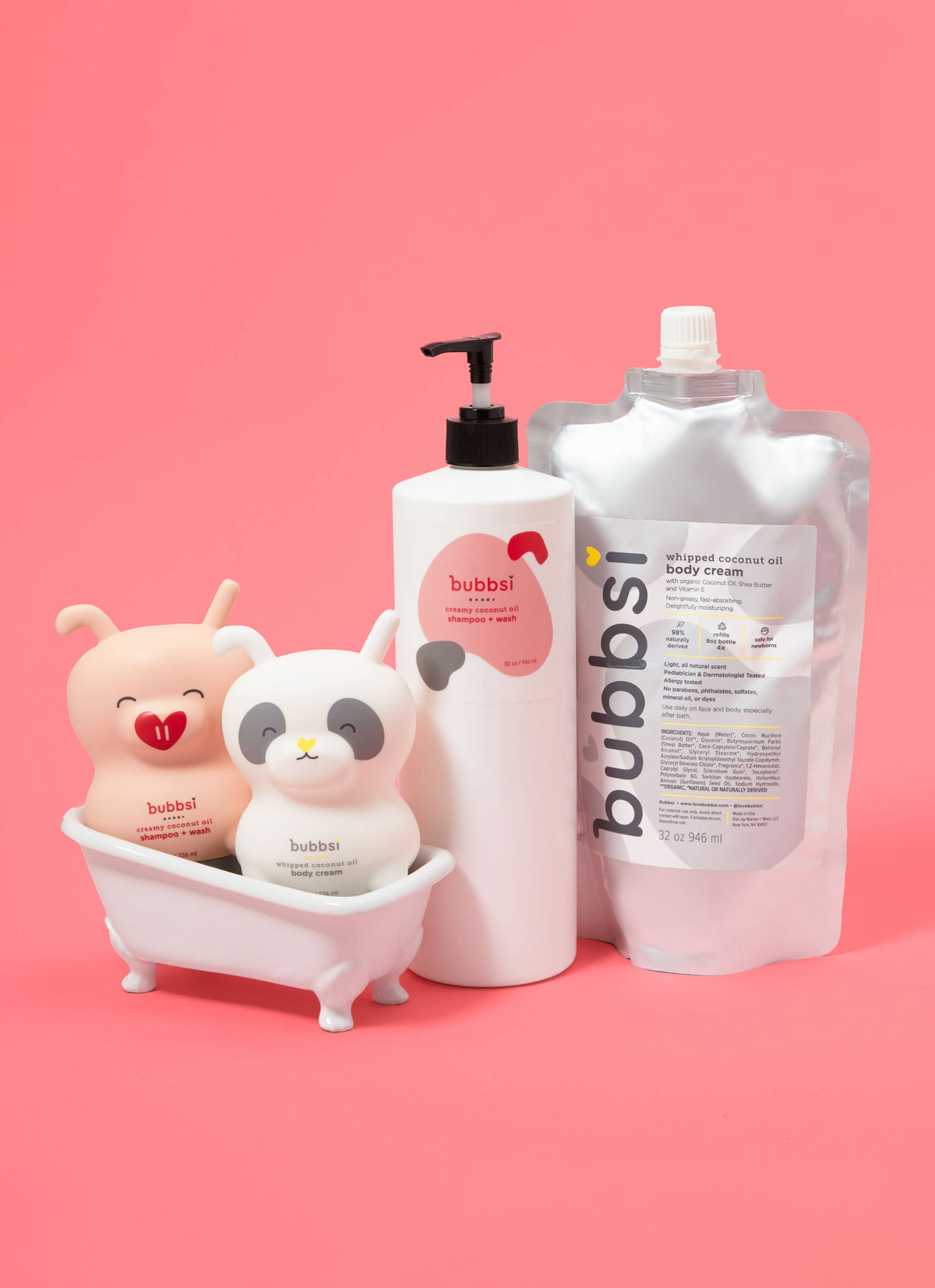 Bubbsi Refill Bundle - Shampoo + Wash + Whipped Body Cream
